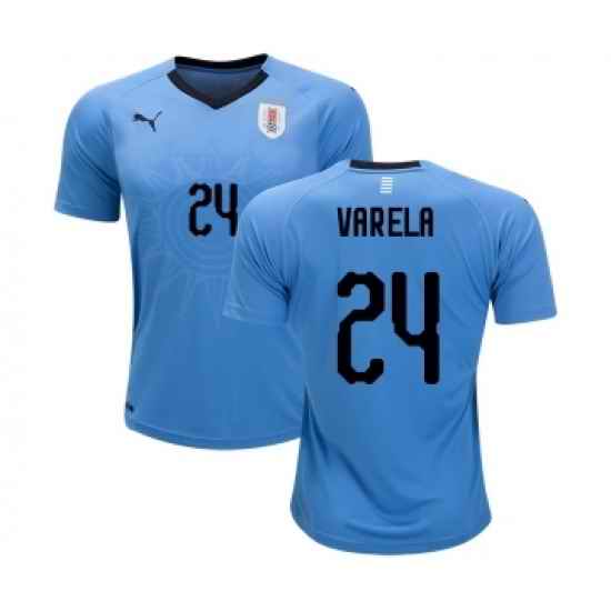 Uruguay #24 Varela Home Soccer Country Jersey